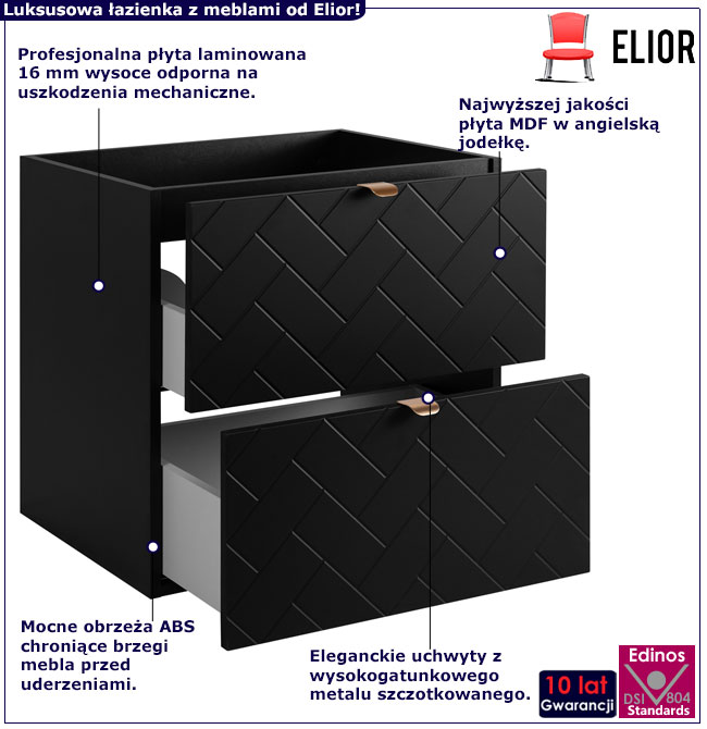 Biała wisząca szafka pod umywalkę z 2 szufladami Aploni 4X