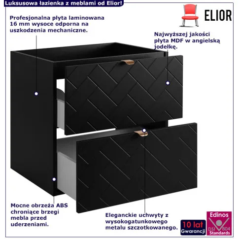 Czarna szafka pod umywalkę w angielską jodełkę Nessia 4X