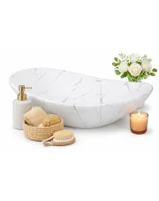 Biała marmurkowa umywalka nablatowa - Arlok w sklepie Edinos.pl