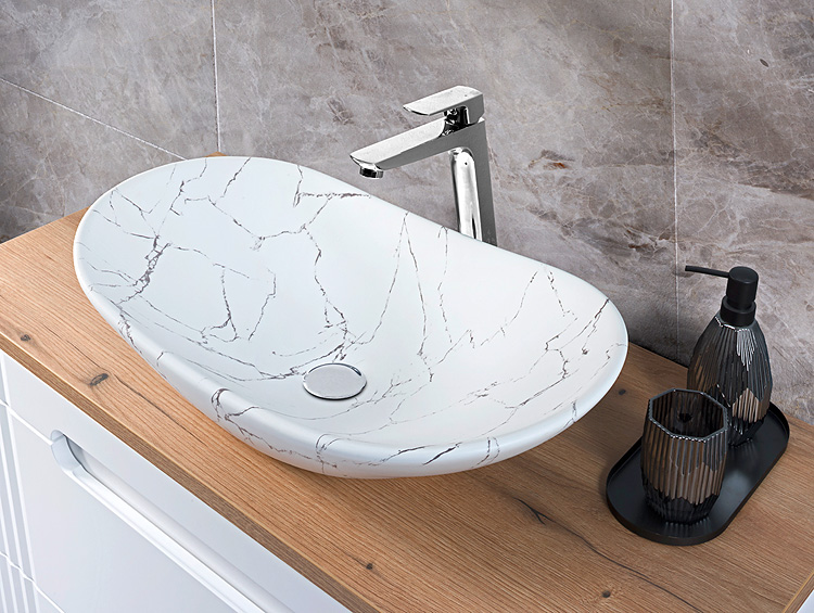 Wizua.lizacja z białą umywalką Arlok