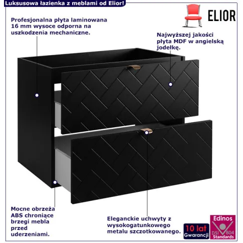 Czarna szafka łązienkowa pod umywalke Nessia 5X