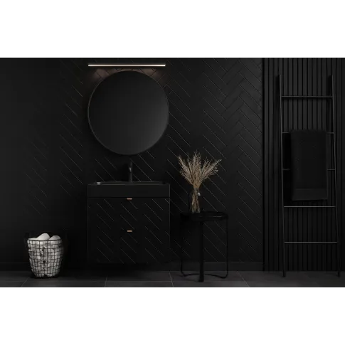 Czarna wisząca szafka umywalkowa z 2 szufladami 80 cm   Aploni 5X