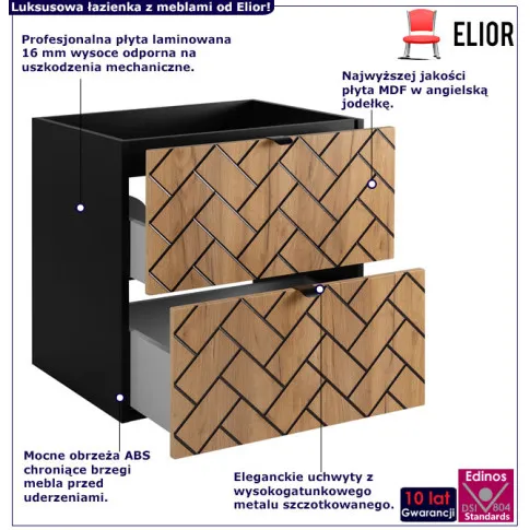 Szafka pod umywalkę Nessia 4X czarny dąb craft złoty