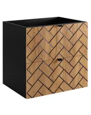 Szafka umywalkowa w jodełkę 60 cm czarny + dąb craft złoty - Nessia 4X w sklepie Edinos.pl