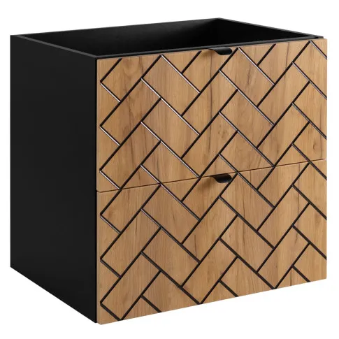 Szafka umywalkowa czarny + dąb craft złoty Nessia 4X