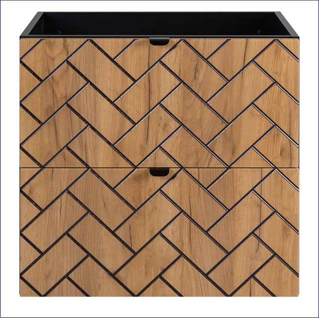 Czarna szafka umywalkowa nowoczesna 60 z frontem dąb craft złoty Aploni 4X