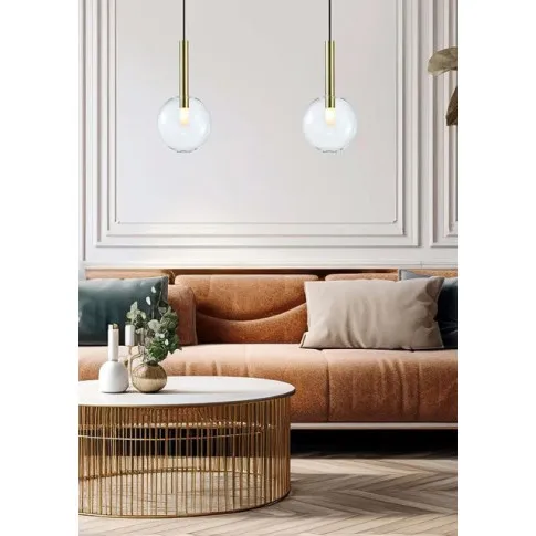 wizualizacja Złota lampa wisząca ze szklanym kloszem - K575-Novel