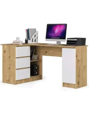 Lewostronne biurko z szufladami dąb artisan + biały - Osmen 3X w sklepie Edinos.pl
