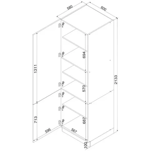 Wymiary wysokiej szafki kuchennej 60 Scania 39X