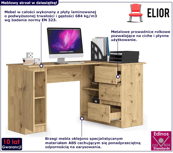 Biurko nowoczesne narożne Osmen 3X