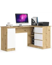 Prawostronne biurko z komodą dąb artisan + biały - Osmen 4X w sklepie Edinos.pl