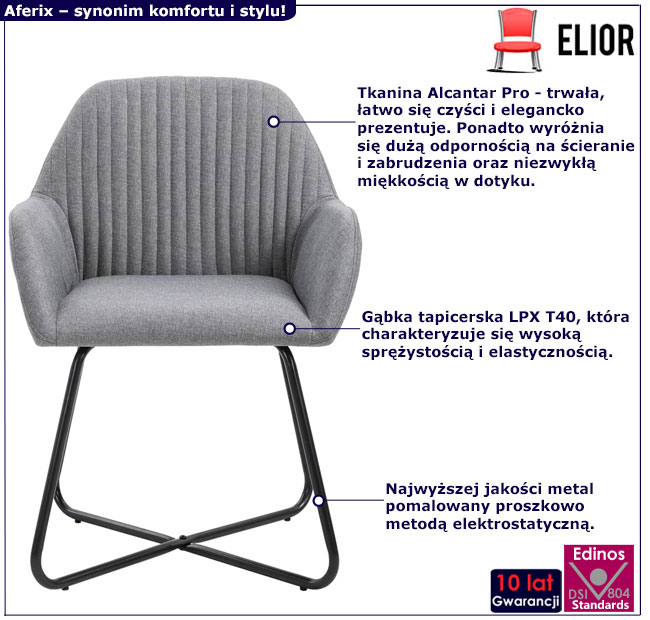 Jasnoszare krzesło Stavro