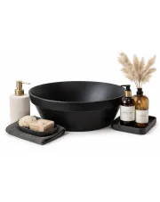 Czarna ceramiczna umywalka nablatowa - Netos w sklepie Edinos.pl