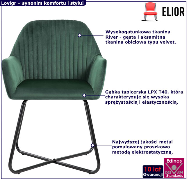 Tapicerowane krzesło Uzi zielone