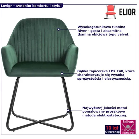 Zielone tapicerowane krzesło z zestawu Lovigr