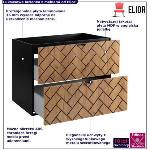Szafka pod umywalkę 80 cm w jodełk ęNessia 5X