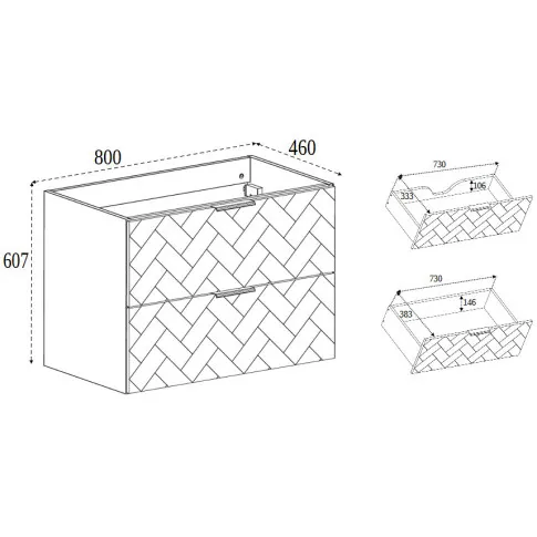 Wymairy wiszącej szafki pod umywalkę z 2 szufladami Nessia 5X 80