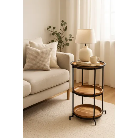 Drewniany stolik pomocniczy w loftowym stylu   Bofa 3X