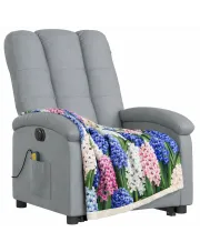 Jasnoszary fotel masujący z podnóżkiem - Rosani w sklepie Edinos.pl