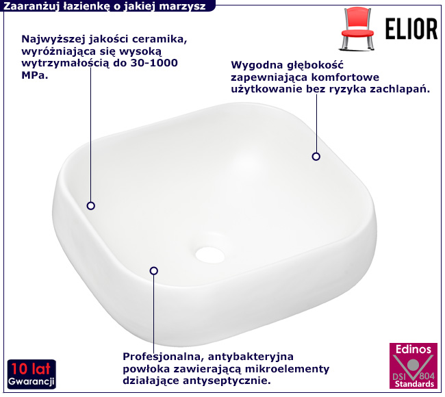 Biały nowoczesna umywalka Sinela
