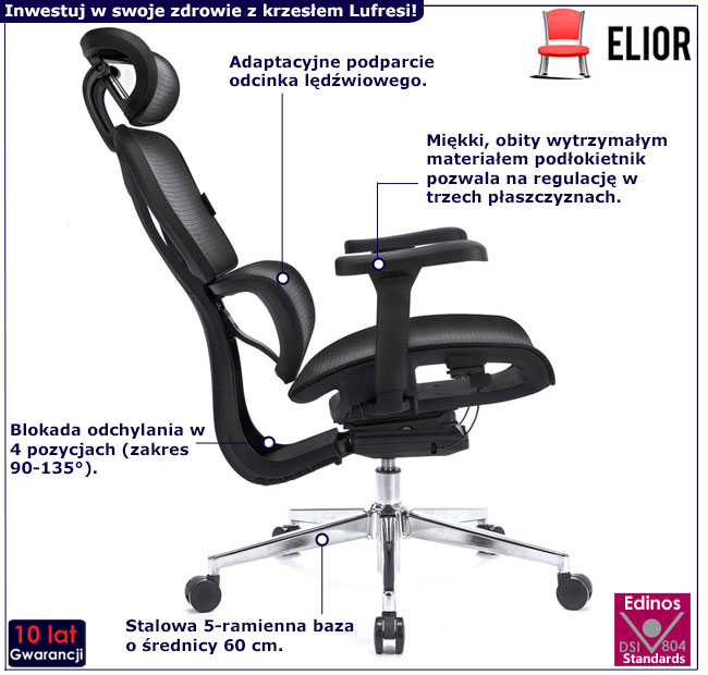 Czarny ergonomiczny fotel Brondi