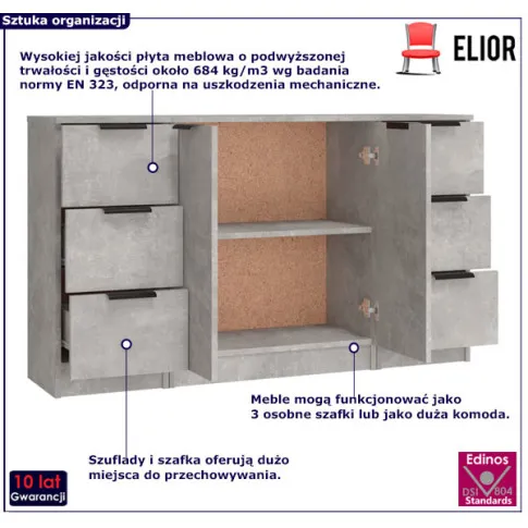 Pojemna komoda modułowa do salonu Imex beton