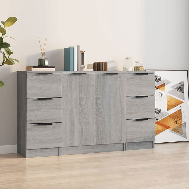 Komoda 120 cm z 6 szufladami i szafką Soreli szary dąb sonoma