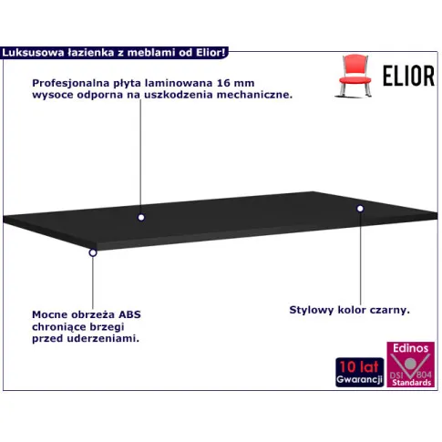 Czarny blat do szafki łazienkowej Nessia 15X