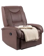 Brązowy fotel wypoczynkowy rozkładany - Lorum w sklepie Edinos.pl