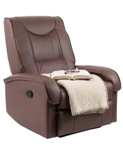 Brązowy fotel wypoczynkowy rozkładany - Lorum w sklepie Edinos.pl