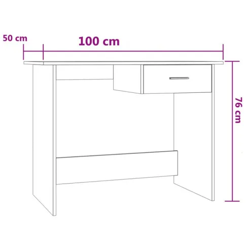 Rysunek z wymiarami biurka Axon