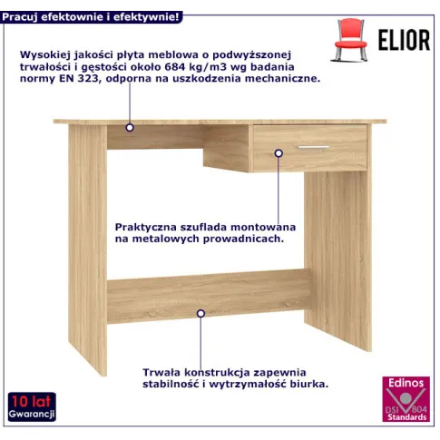 Proste biurko z szufladą Axon sonoma