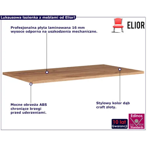 Łazienkowy blat na szafki Nessia 10X dąb craft złoty60