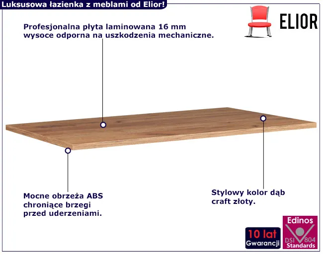 Blat łazienkowy Nessia 15X 160 cm dąb craft złoty