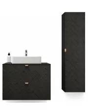 Czarny zestaw mebli łazienkowych słupek i szafka umywalkowa 80 - Aploni 9X w sklepie Edinos.pl