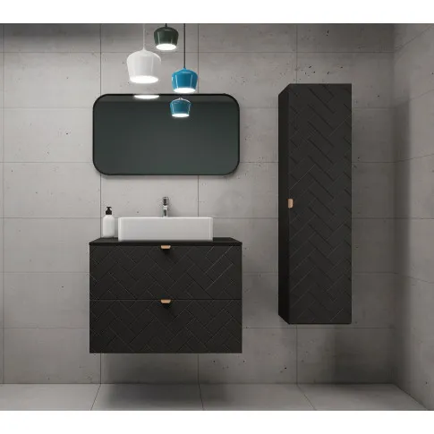 Czarny komplet do łazienki z szafką pod umywalkę 80 Nessia 9X
