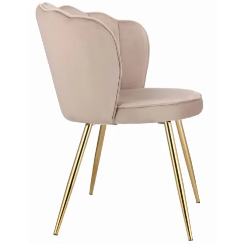 Szczegółowe zdjęcie nr 5 produktu Beżowe krzesło tapicerowane welurowe - Ria