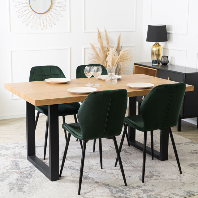 Zielone tapicerowane krzesło welurowe Foner