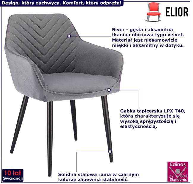 Szare krzesło Lironi