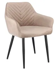 Beżowe welurowe krzesło z wzorem w jodełkę - Lironi w sklepie Edinos.pl