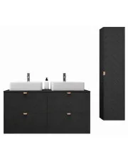 Czarny komplet do łazienki słupek i 2 szafki pod umywalkę 60 - Aploni 17X w sklepie Edinos.pl