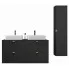 Czarny komplet do łazienki słupek i 2 szafki pod umywalkę Aploni 17X