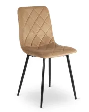 Beżowe welurowe krzesło do stołu - Damela w sklepie Edinos.pl