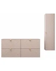 Kaszmirowy zestaw do łazienki słupek z 2 szafkami pod umywalkę 60 - Aploni 17X w sklepie Edinos.pl