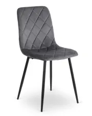 Szare welurowe krzesło z pikowaniem w romby - Damela w sklepie Edinos.pl