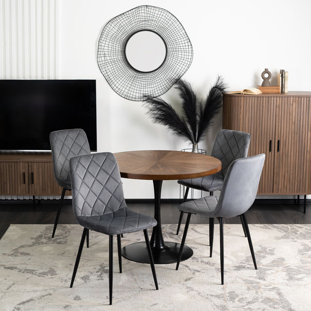 Szare tapicerowane krzesło welurowe Damela