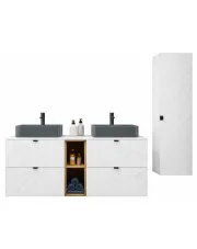 Biały nowoczesny zestaw wiszących szafek łazienkowych - Aploni 18X w sklepie Edinos.pl