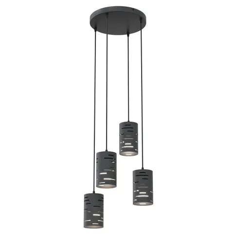 Czarna lampa wisząca z czterema kloszami D148 Zubro
