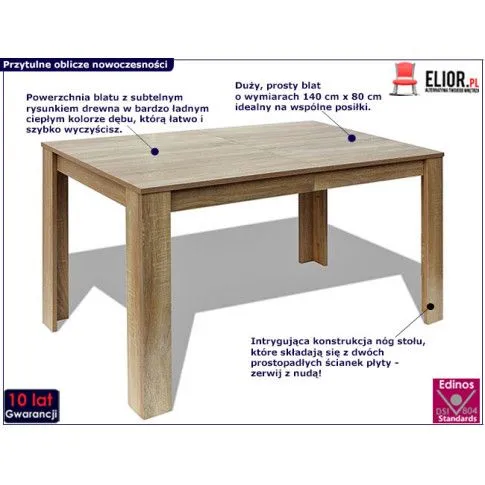 Zdjęcie nowoczesny prosty stół Dexis 2K - dąb | Edinos.pl