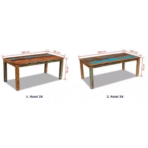 Dwa wymiary stołów jadalnianych Ratel 